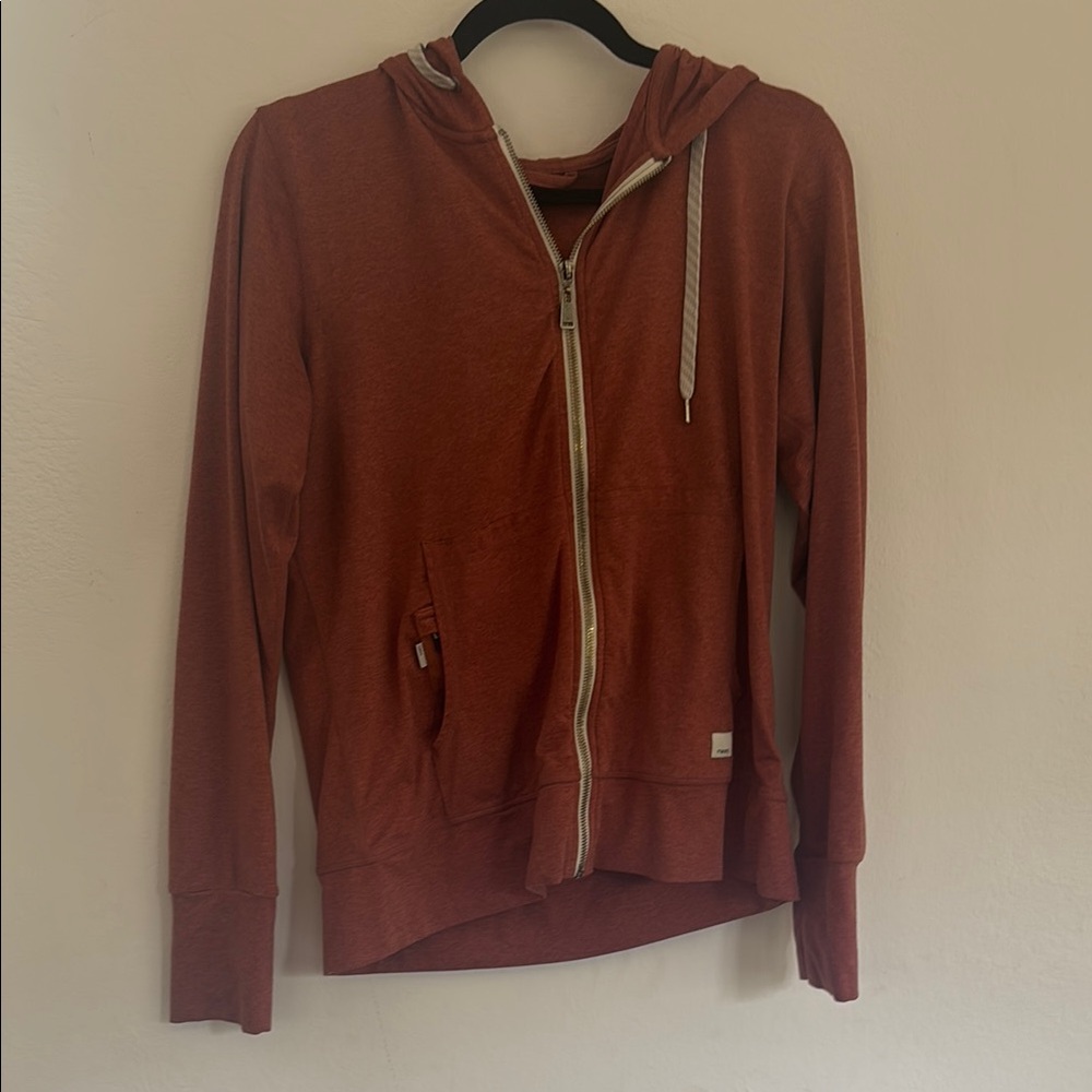 Vuori Brick Red Zip-Up Hoodie